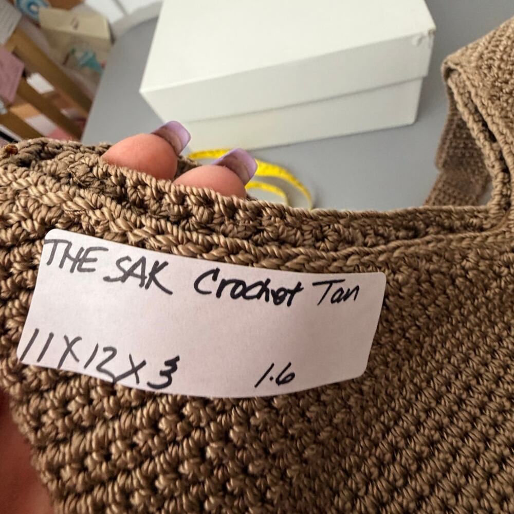 The Sak Crochet Hobo Bag Tan Boho Knit Shoulder Purse - Picture 9 of 9